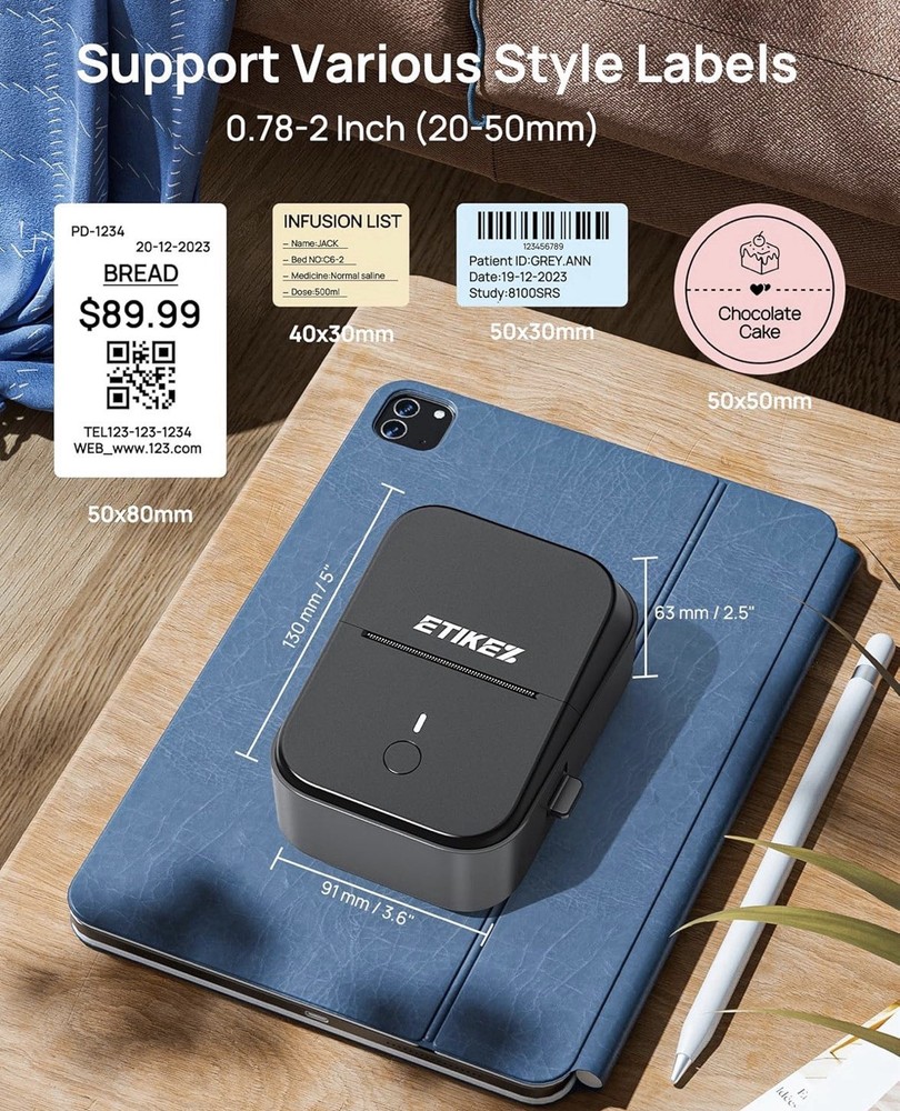 PM260 Thermal Label Maker Machine, 2 Inch Label Maker Bluetooth Label Printer