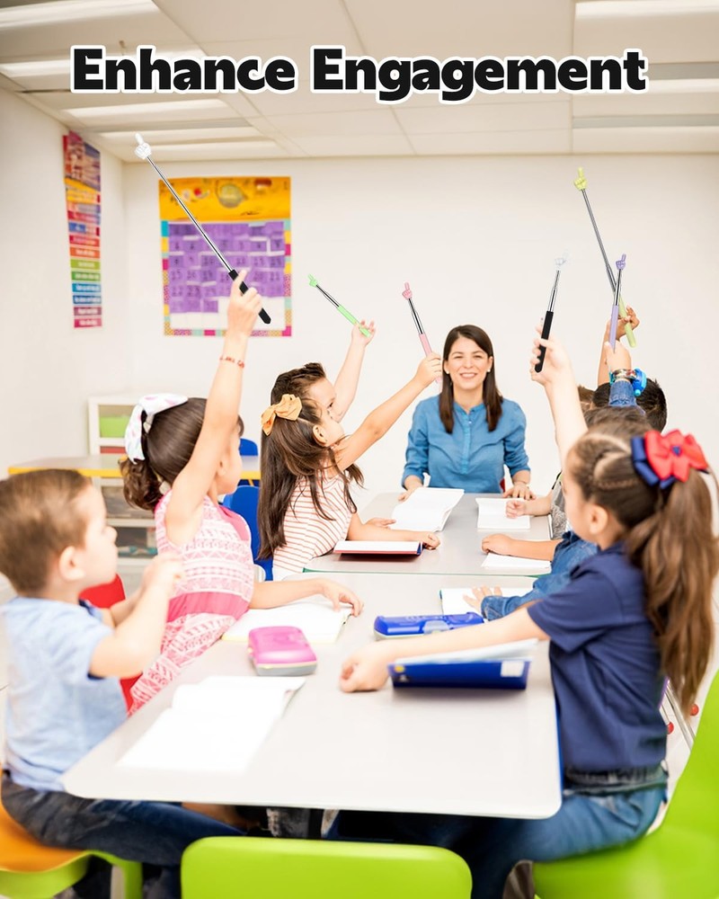 Retractable Teacher Pointer for Classroom Kids Reading, Extendable Finger Poi...