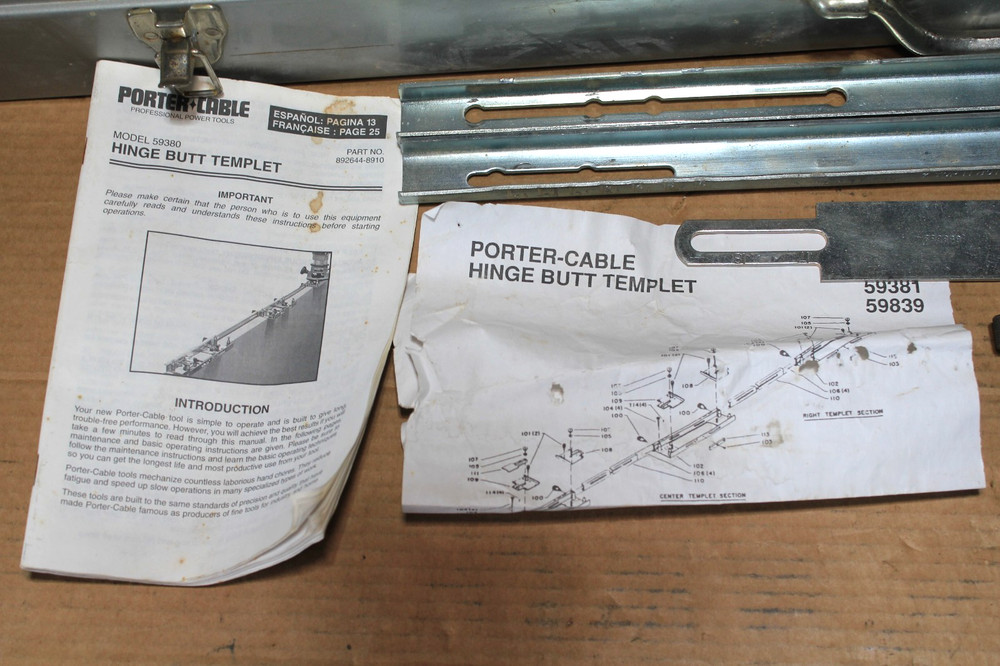 Porter Cable Model #59380 Hinge Butt Template Kit With Metal Case