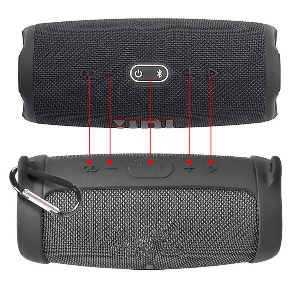 Black Silicone Cover Pad With Strap For JBL Charge 5 Bluetooth Speaker B