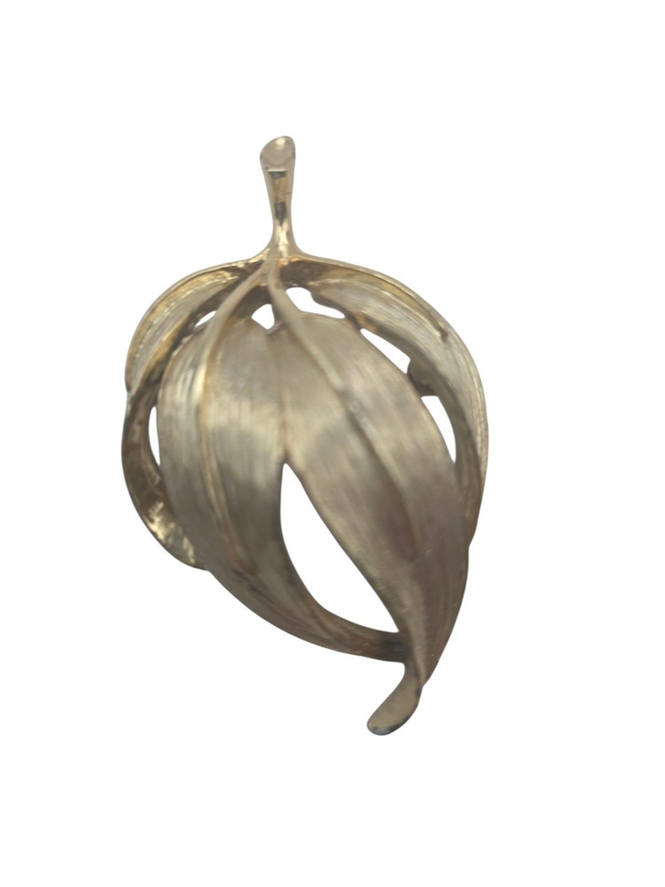 Vintage MCM Leaf Brooch Gold Tone