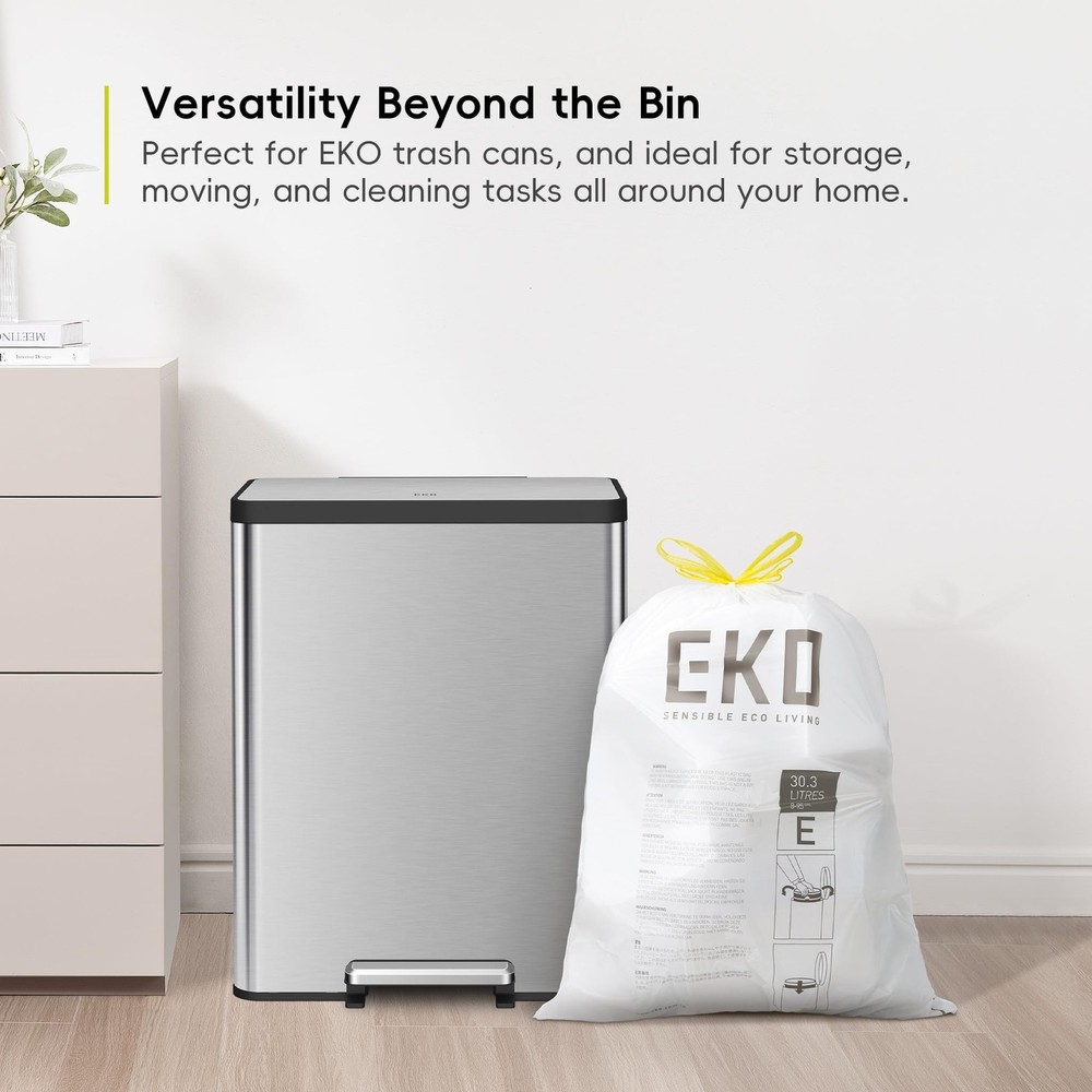 EKO Easy-Dispense Roll 80 Count Extra-Strong Drawstring Tall Kitchen Trash Ba...