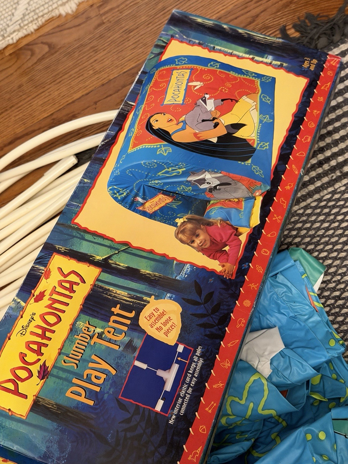 RARE Vtg Disney Pocahontas Vinyl Slumber Kids Play House Camp Tent 40x30x44 Used