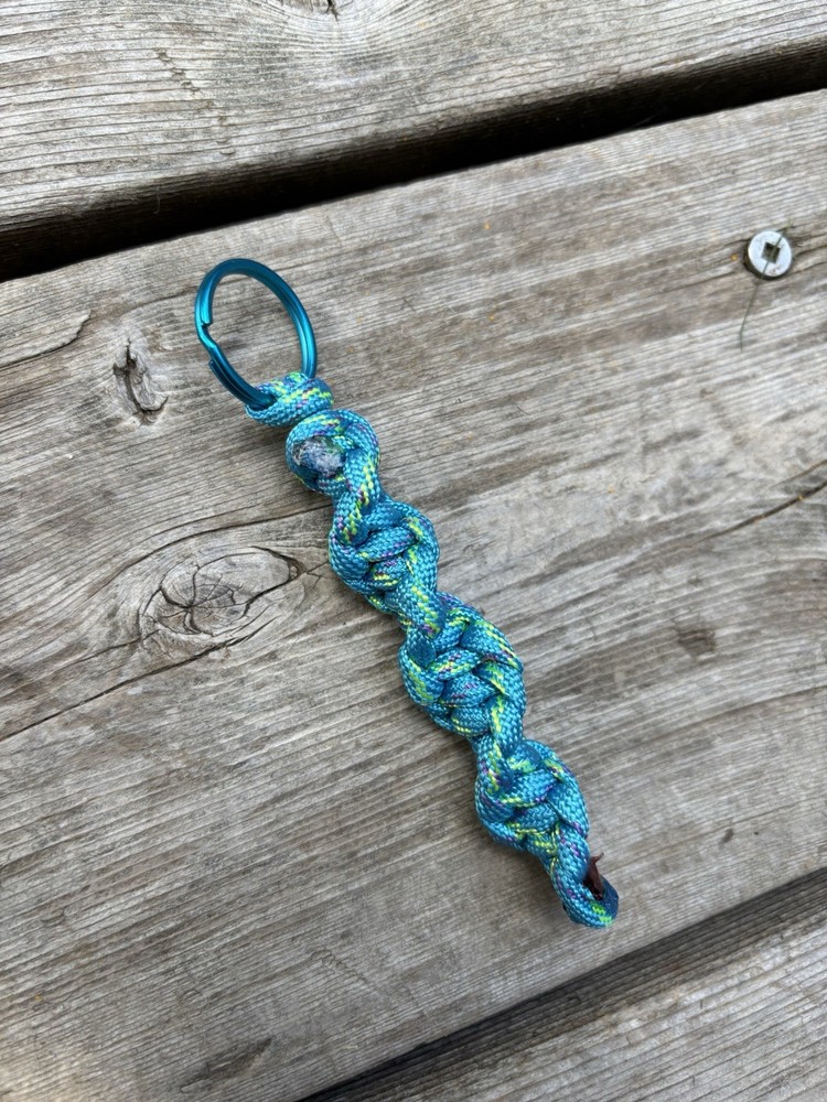 Handmade Blue Paracord Keychain 4.5in