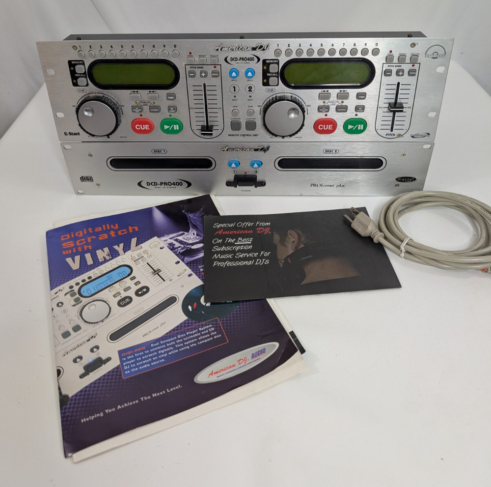 American DJ Audio DCD-PRO400 Dual CD Player & Controller Panel w/Cables