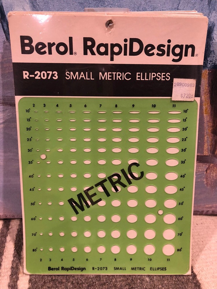 NOS New BEROL RAPIDESIGN R-2073 SMALL METRIC ELLIPSES  Drafting Template