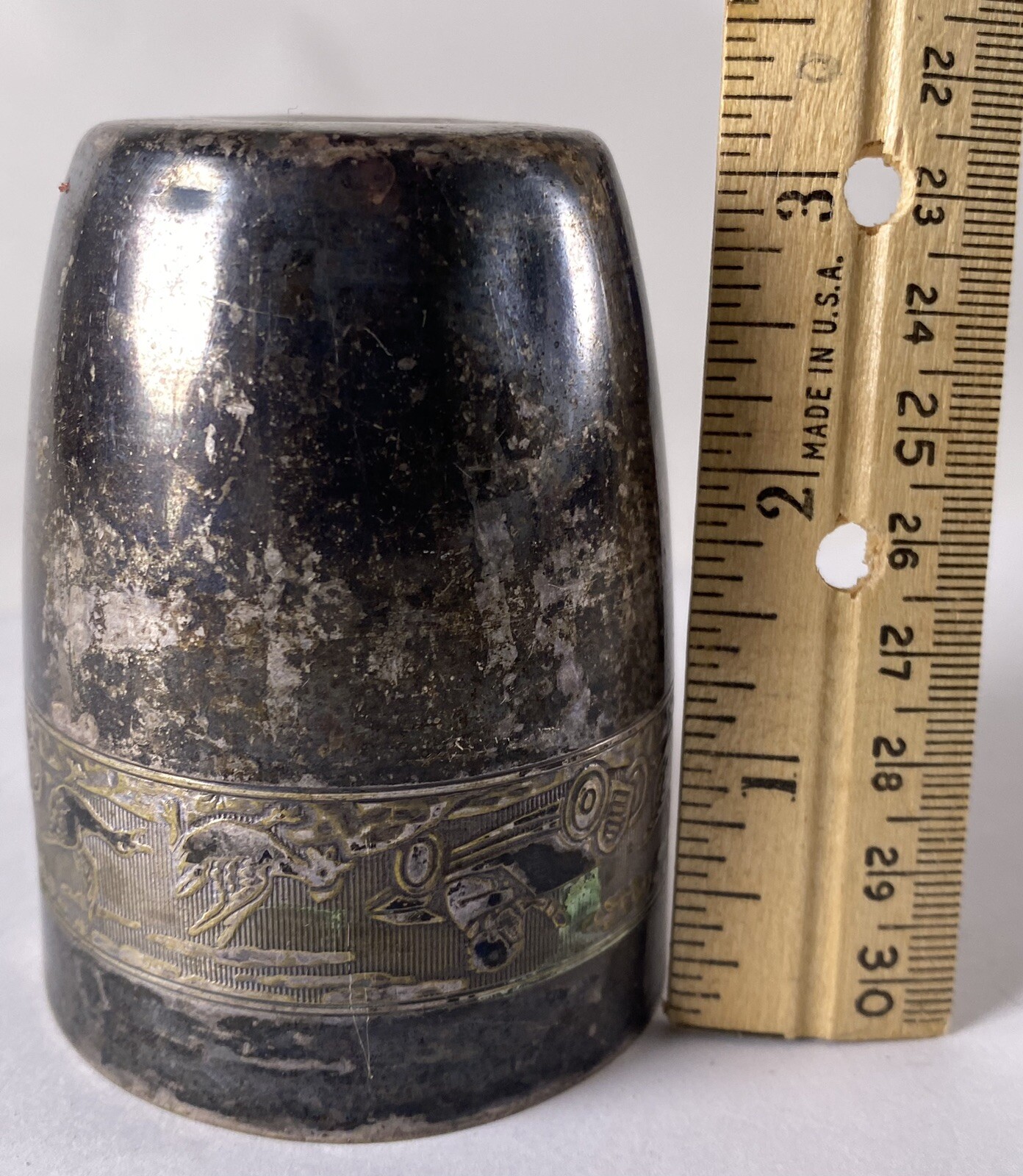 VTG Racecar / Birds Baby Cup - Silverplated - Unusual Unique