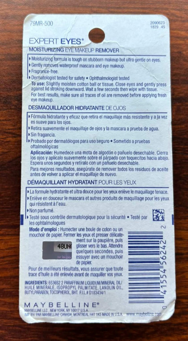 Maybelline Expert Eyes Moisturizing Eye Makeup Remover for Waterproof Makeup 500