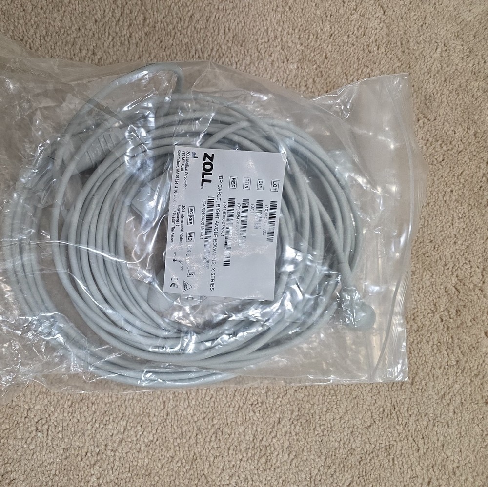 Zoll IBP Cable, Right Angle, Edwards Ref 8300-0787-01