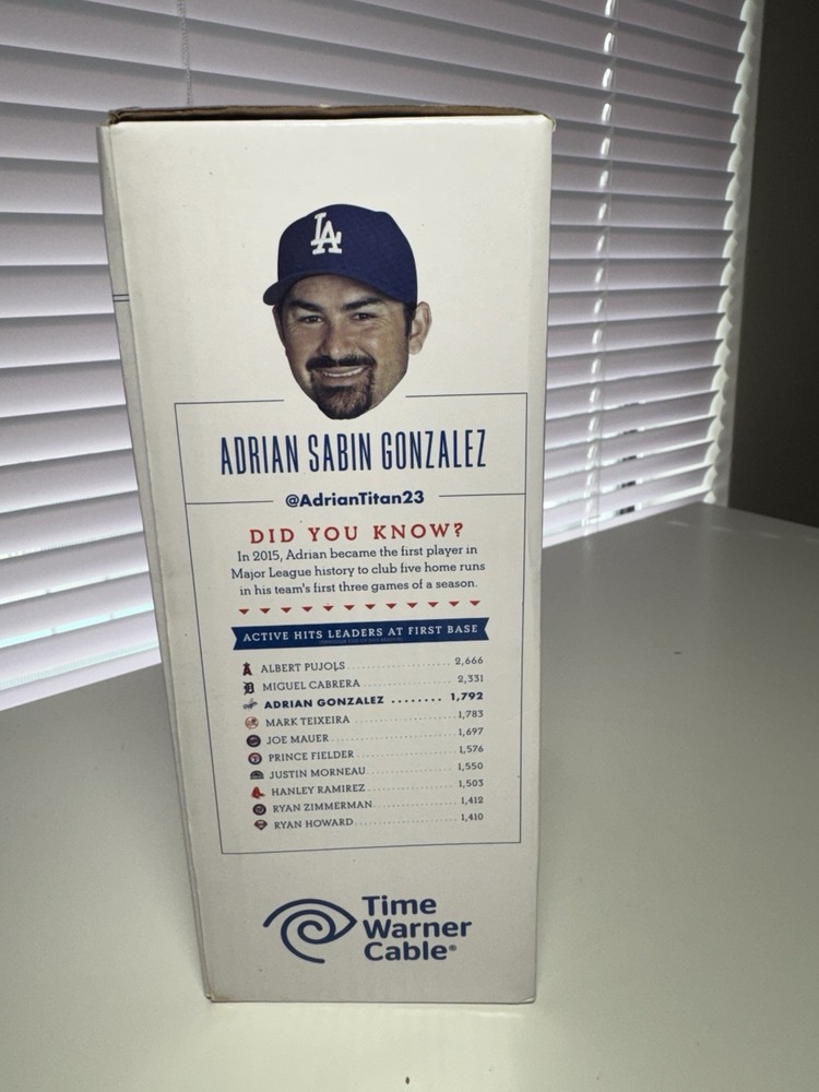 Dodgers Exclusive Adrian Gonzalez Bobblehead 2016 Time Warner Cable