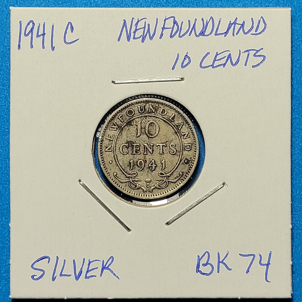 1941 C NEWFOUNDLAND  10 CENT  SILVER COIN   BK74