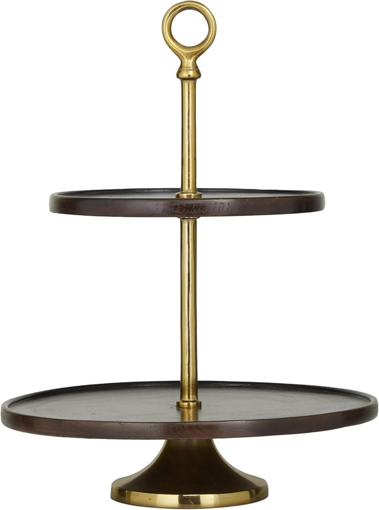 Wood 2-Tier Fruit Stand – Rustic Kitchen Decor – Made in India