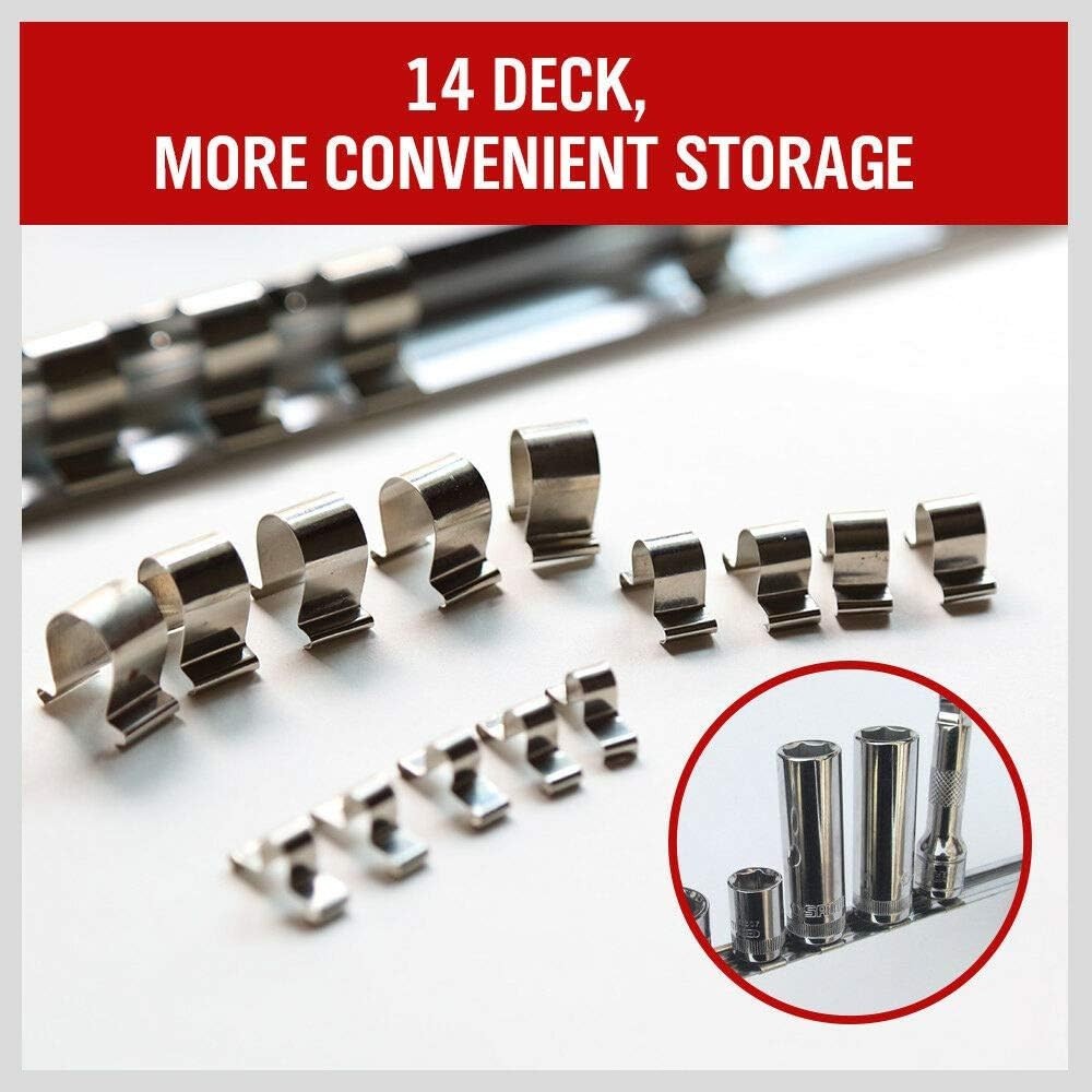 Socket Organizer Set, 3-Piece Metal Socket Holders/Socket Sliding Rail, 1/4-Inc