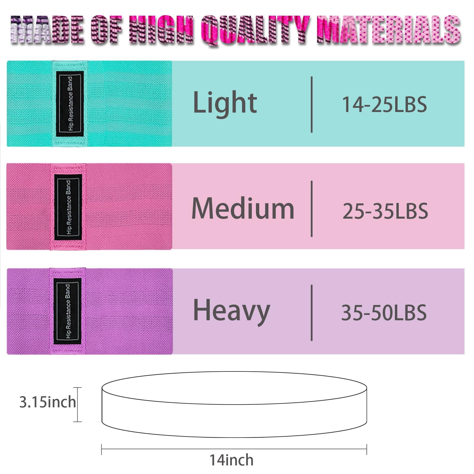 Exercise Bands, 3 Levels Fabric Resistance Bands for Working Out, Workout Ban...