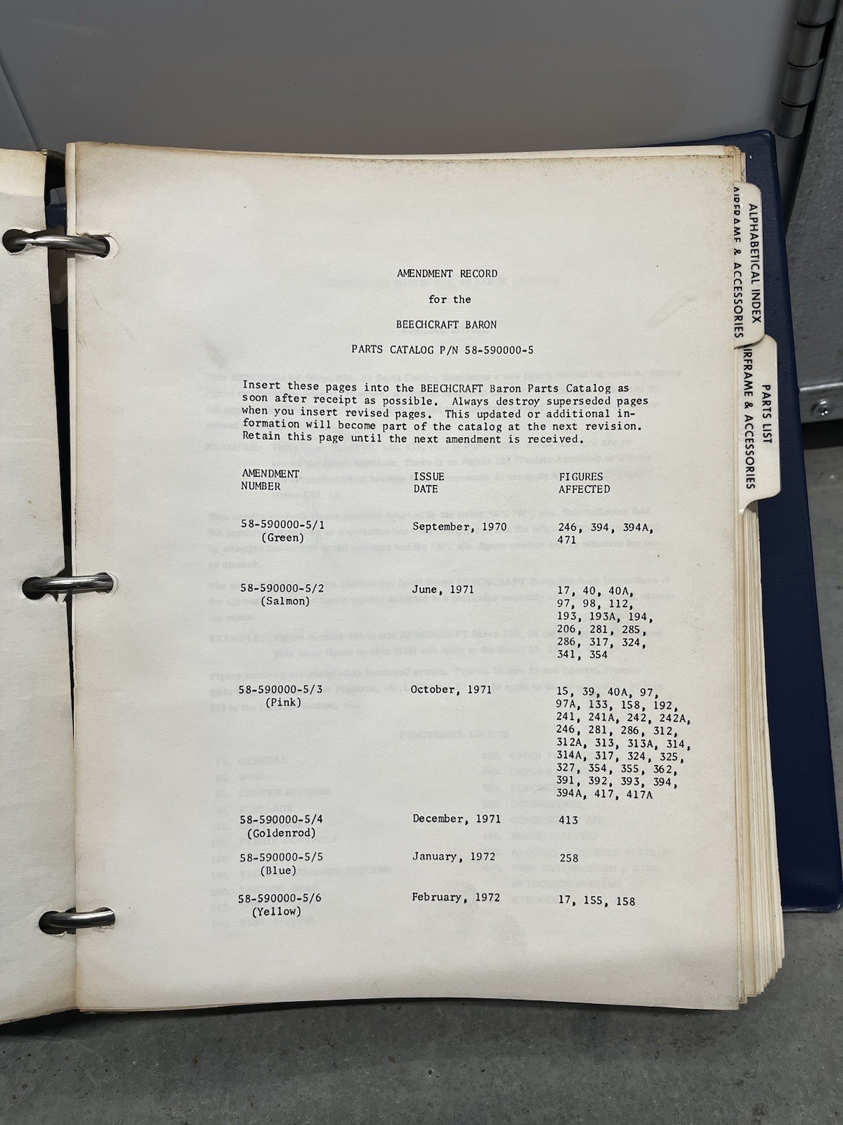 Beechcraft E55, 58 Baron Parts Catalog 58-590000-5 Original