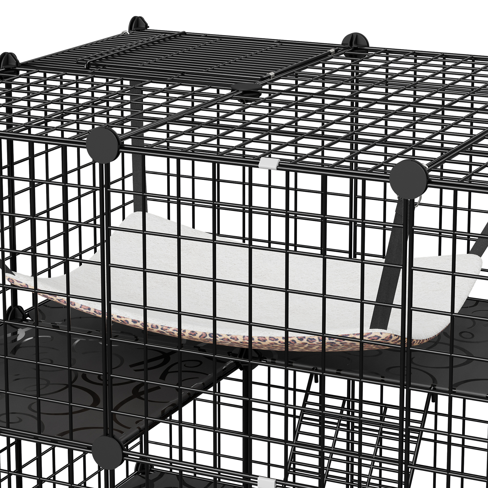 4-Tier Cat Cage Indoor Cats Pets Playpen Detachable Metal Wire Cat kennel Black