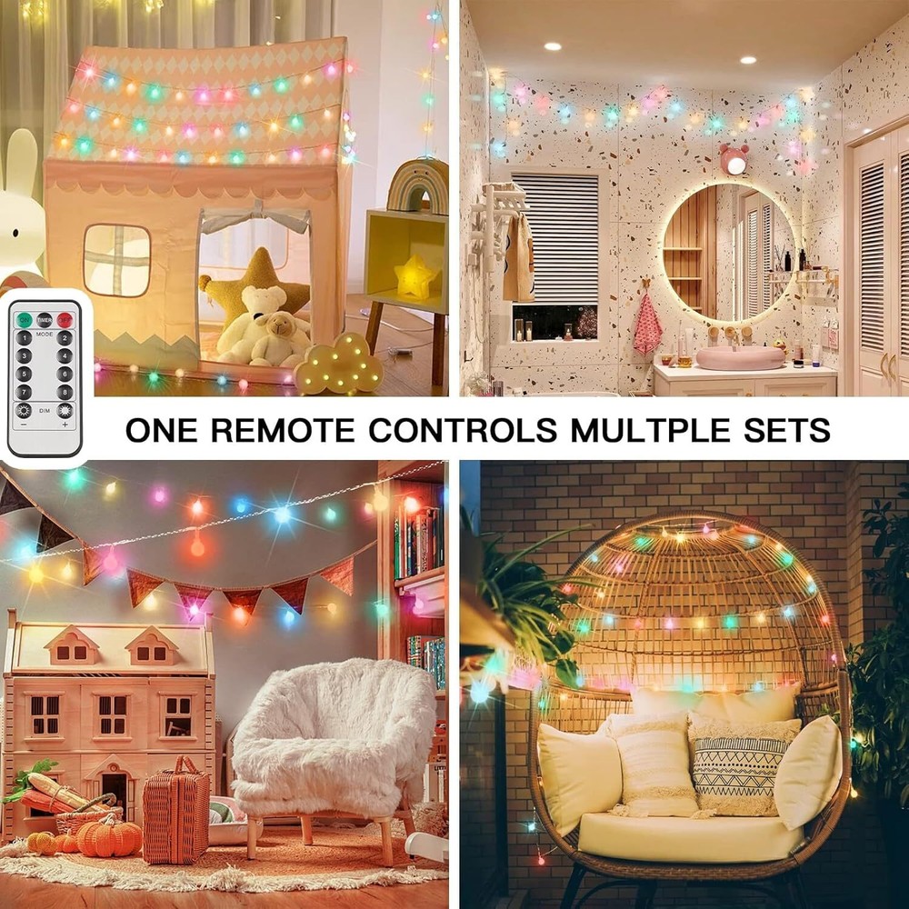 Globe String Lights 33Feet 96LEDs Plug in Fairy String Lights with Remote Timer
