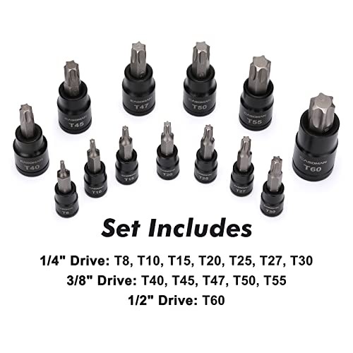 25 Piece Torx Bit Socket and External Socket Set, 13 25Piece (T8-T60 & E4-E22)