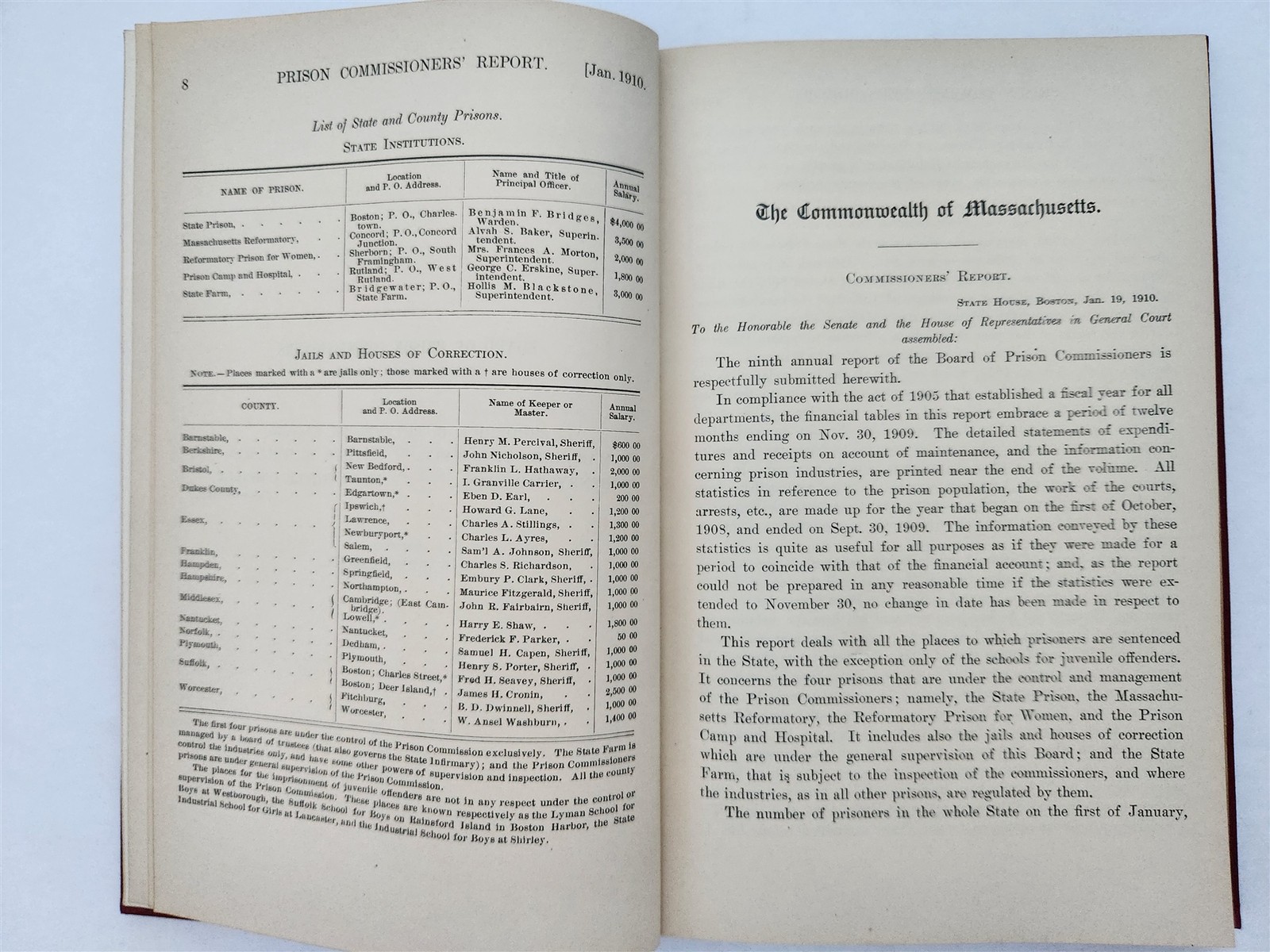 1910 antique MASSACHUSETTS PRISONS murder convicts hospital photos criminology