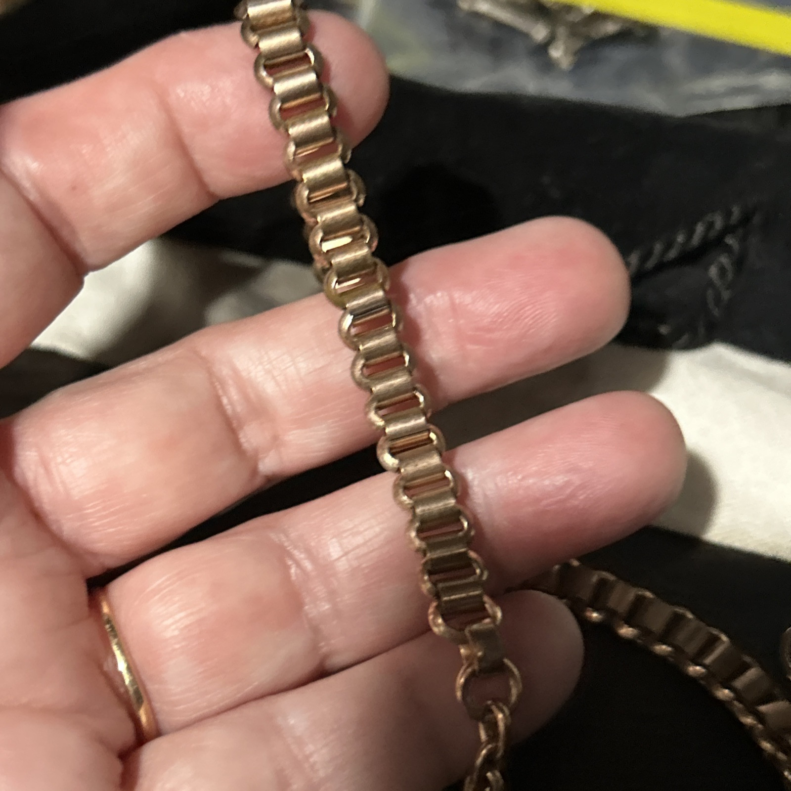 Victorian Rose Gold Fill Purple Watch Fob Spinner Book Link Chain Large Ring