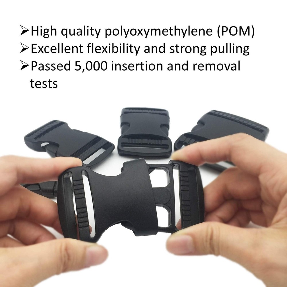 2 Set 1.5 Inch Flat Dual Adjustable Plastic Quick Side Release Plastic Buckle...