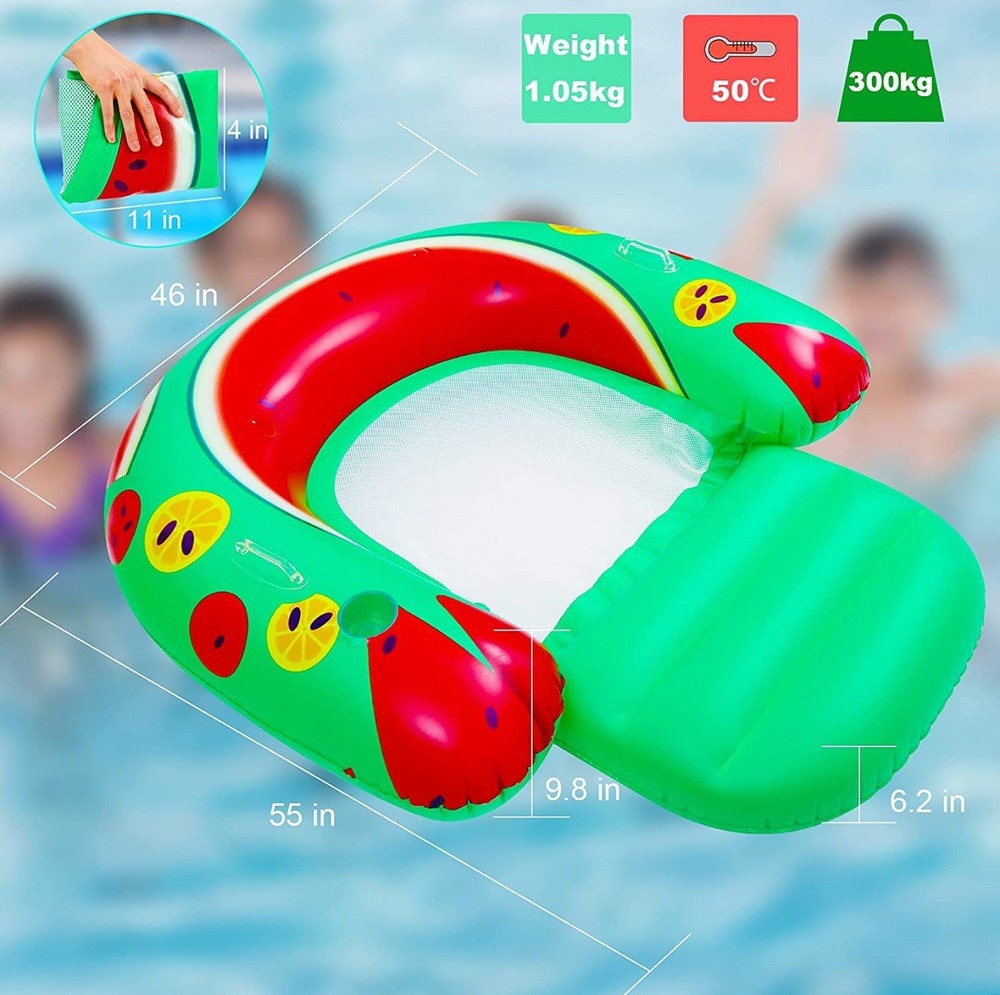 Inflatable Float Lounge Inflatable Pool Float Multi-Purpose Pool Chair 2 Handles