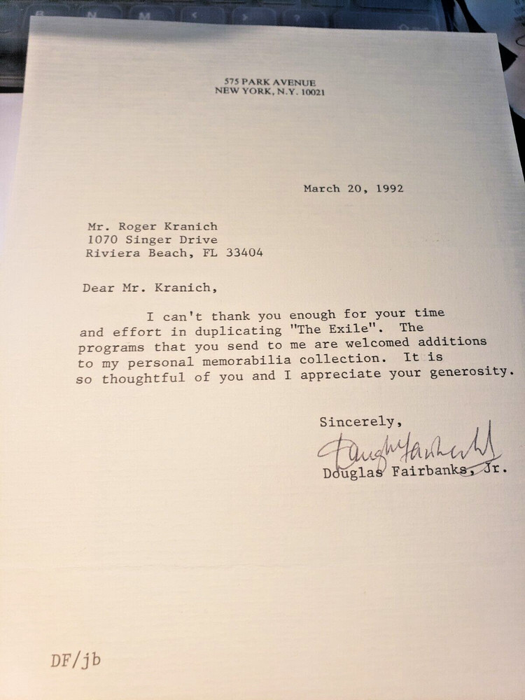 DOUGLAS FAIRBANKS, JR. Signed Letter-Envelope