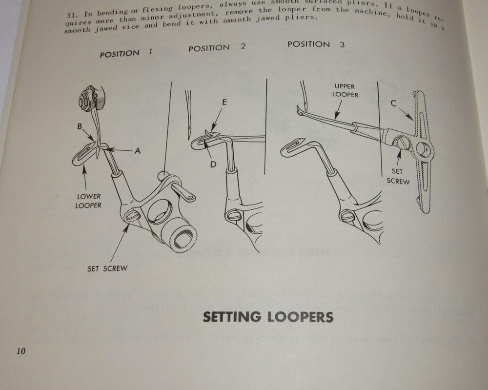 MERROW SEWING MACHINE CLASS M INSTRUCTIONS FOR SETTING UP & OPERATING! MANUAL!