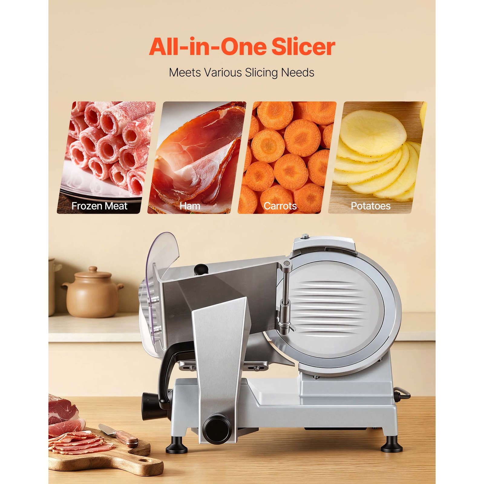 Uimoso Electric 240W Meat Slicer with 10-Inch Blade Commercial Deli Food Cutter