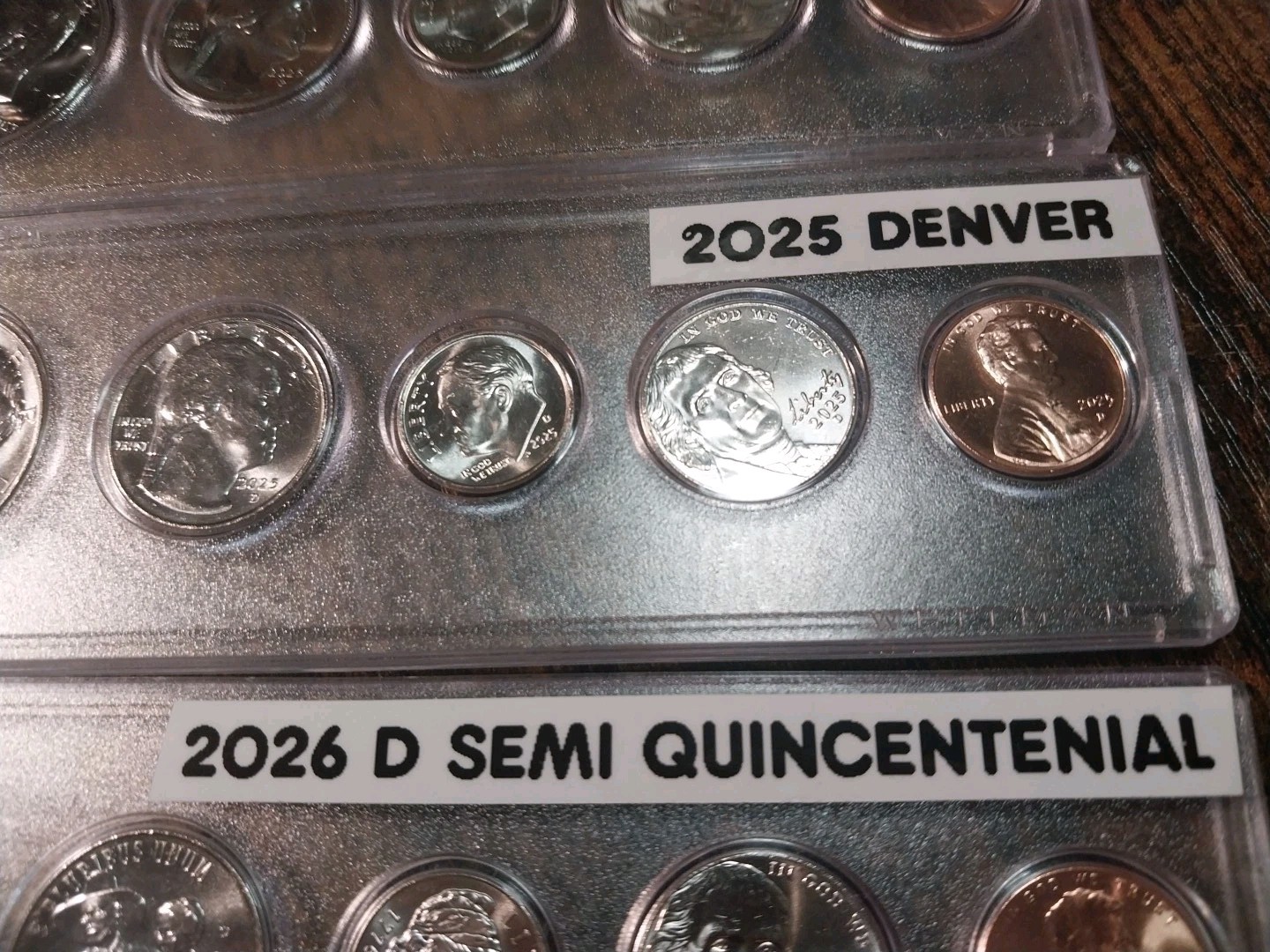 2026D AND 2025 P AND D SEMI QUINCENTENIAL COMBINED HALF/CENT 15 COINS IN HOLDERS