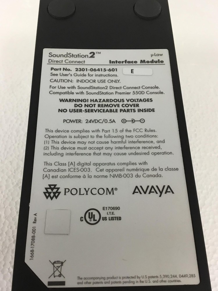 4x POLYCOM AVAYA 2301-06415-601 E Interface Module w/Wall Module 220116020-601 F