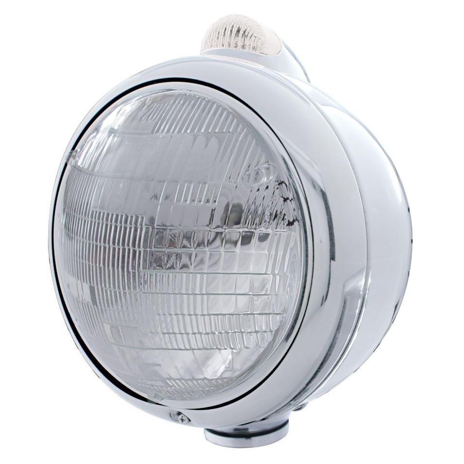 GUIDE Headlight, Dual Function, Stainless, 6014 Bulb - Amber LED/Clear Lens Turn
