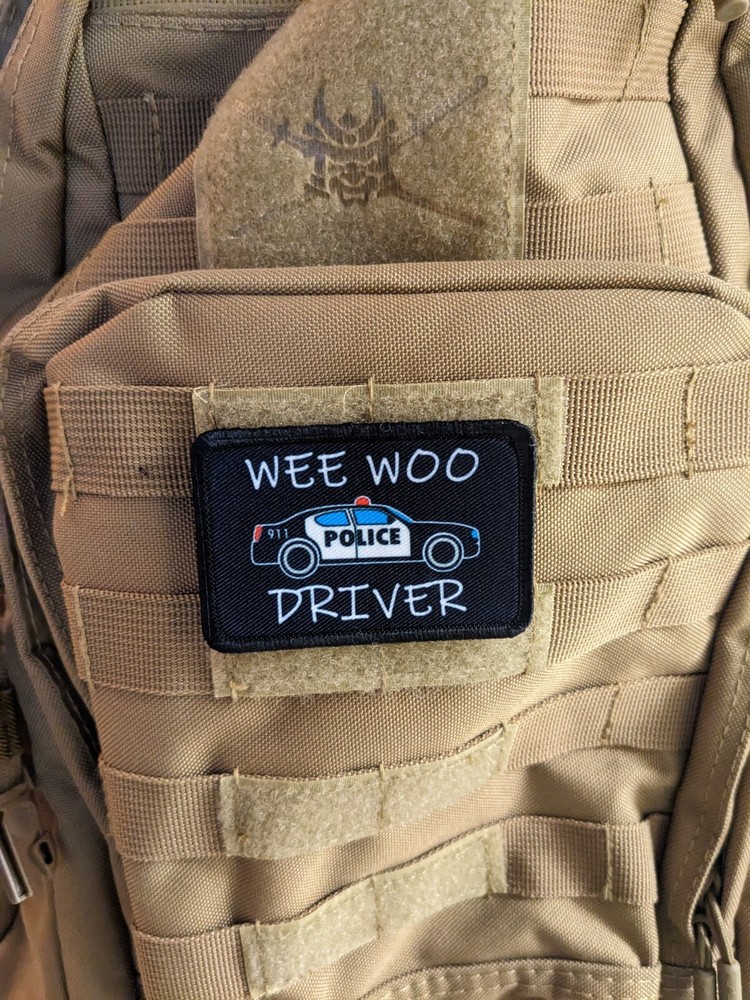 Wee woo drivers police morale patch meme 2"x3" hook & loop tactical