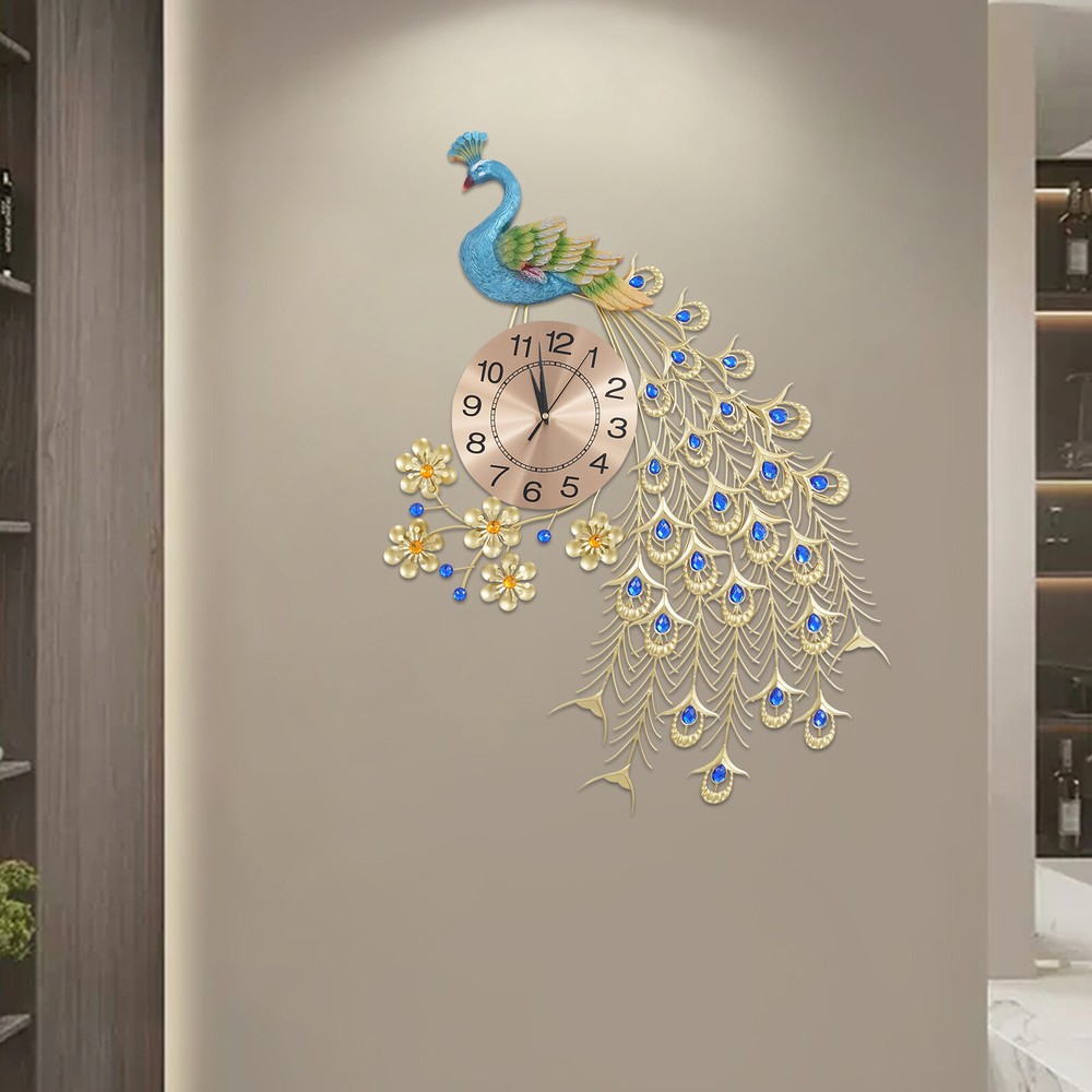 Wall Clock Large Peacock Wall Clock Wall Clock for Living Room Decor NEW