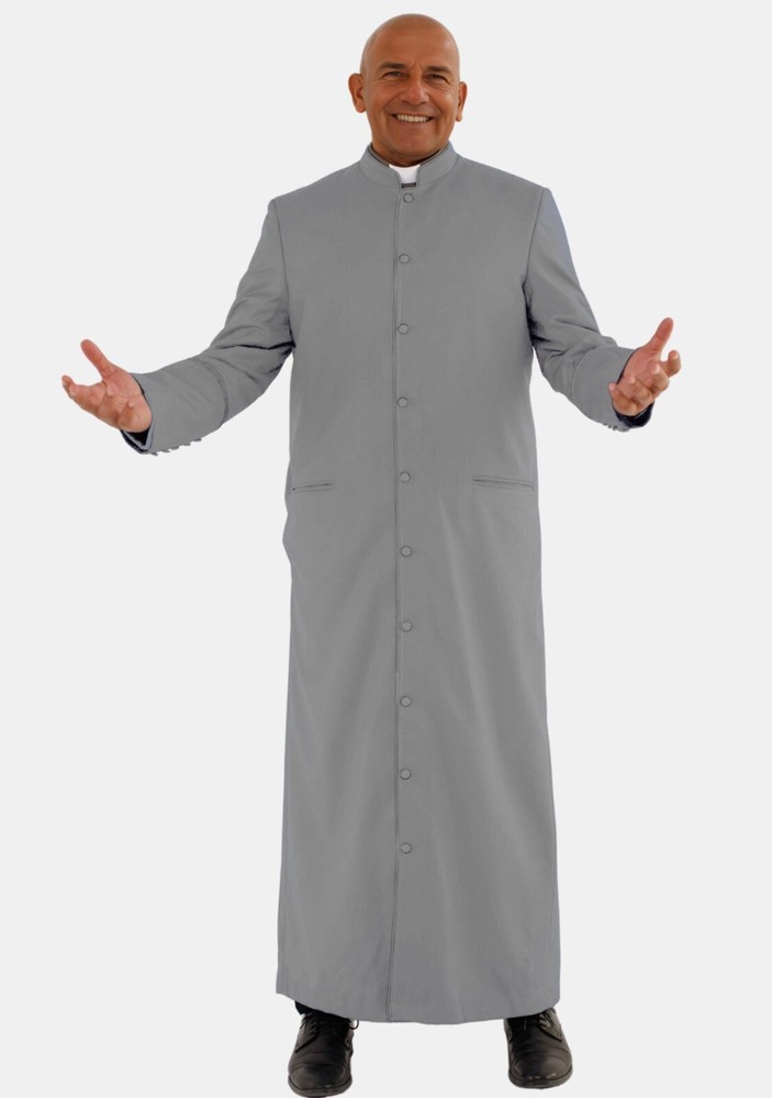 Grey Clergy Robe with 3 Back Plates
