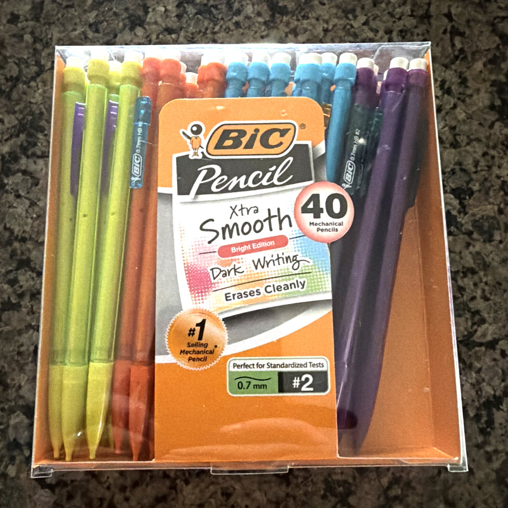 BIC Xtra-Smooth Mechanical Pencils with Erasers, Dark Writing 40-Count