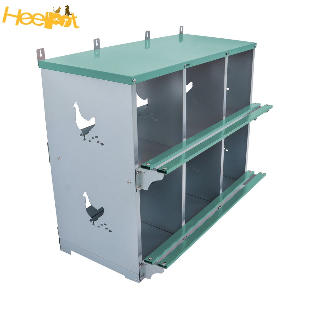 Green 6 Compartments Chickens Egg Laying Box High Quality Materials Nesting Box