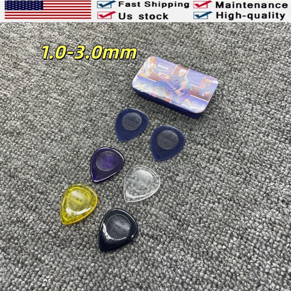 Thin 1.0-3.0mm 6 × Transparent Guitar Picks Acoustic Electric Plectrums Assorted