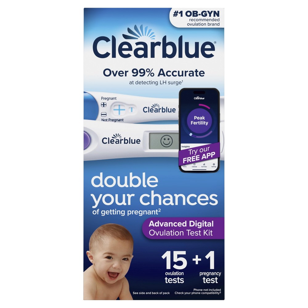 Clearblue Advanced Digital Ovulation Test Kit, 16 Count 16 Count, White