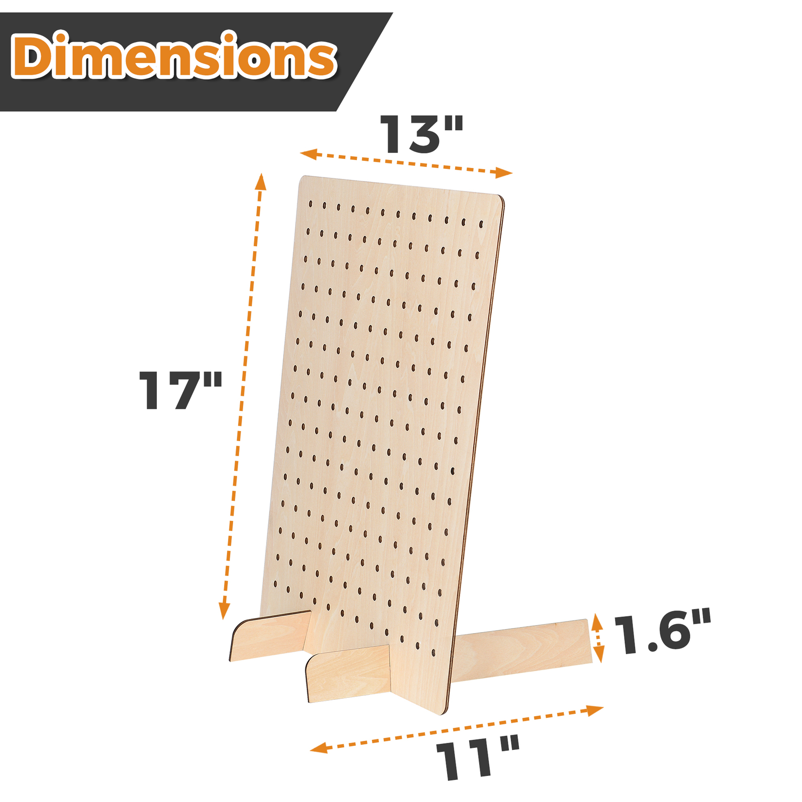 Wooden Pegboard Display Necklace Holder Stand Retail Display Rack, 17" x 13"