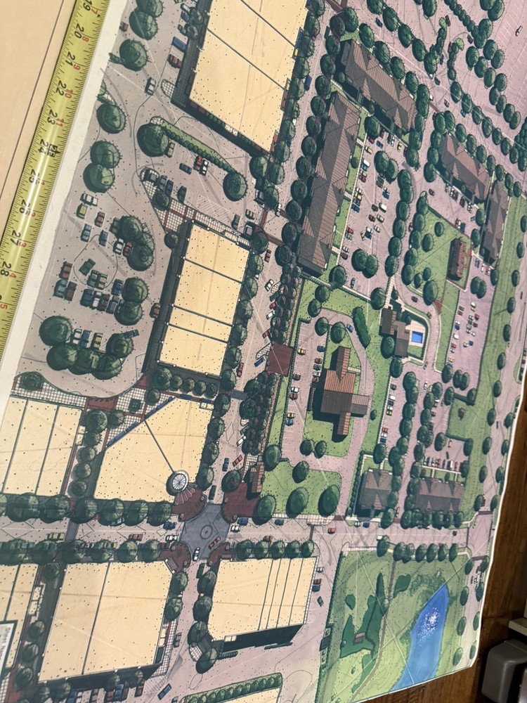 Large Architectural Site Plan Rendering Mixed-Use Development Concept 30x40