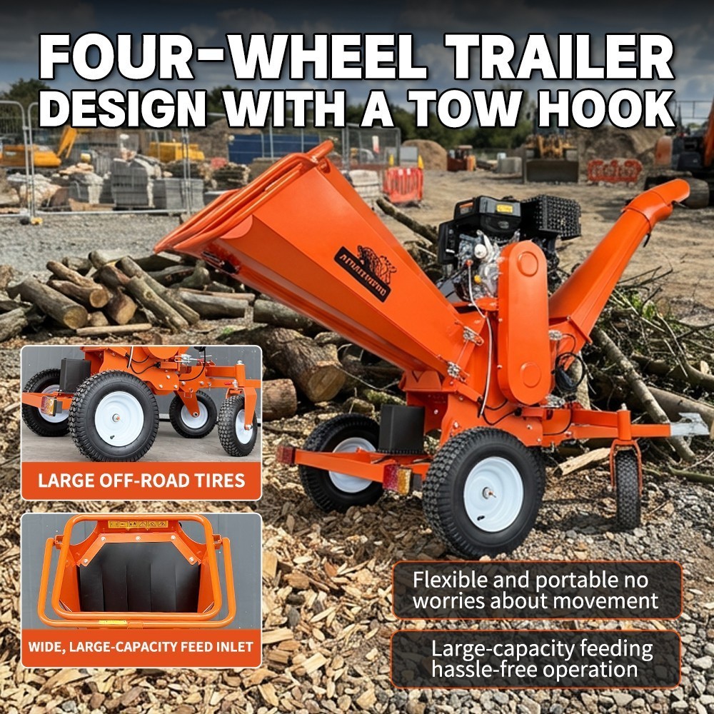 6'' 18hp Wood Chipper 450cc Gas Powered E-start 4-Wheel 12V/9A - FREE SHIPPING