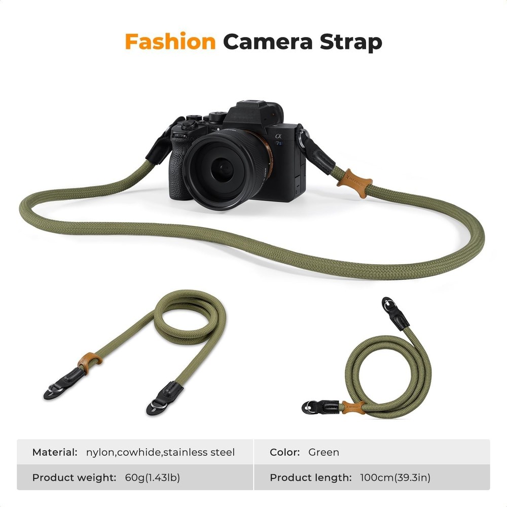 Camera Neck Strap,100cm Nylon Rope Camera Shoulder Strap with O-ring for DSLR...
