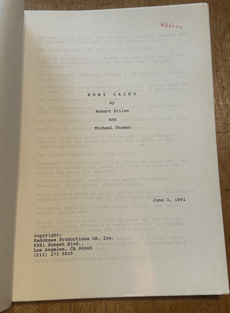DECEPTION AKA RUBY CAIRO SCREENPLAY SCRIPT ORIGINAL LAIM NEESON ANDIE MACDOWELL