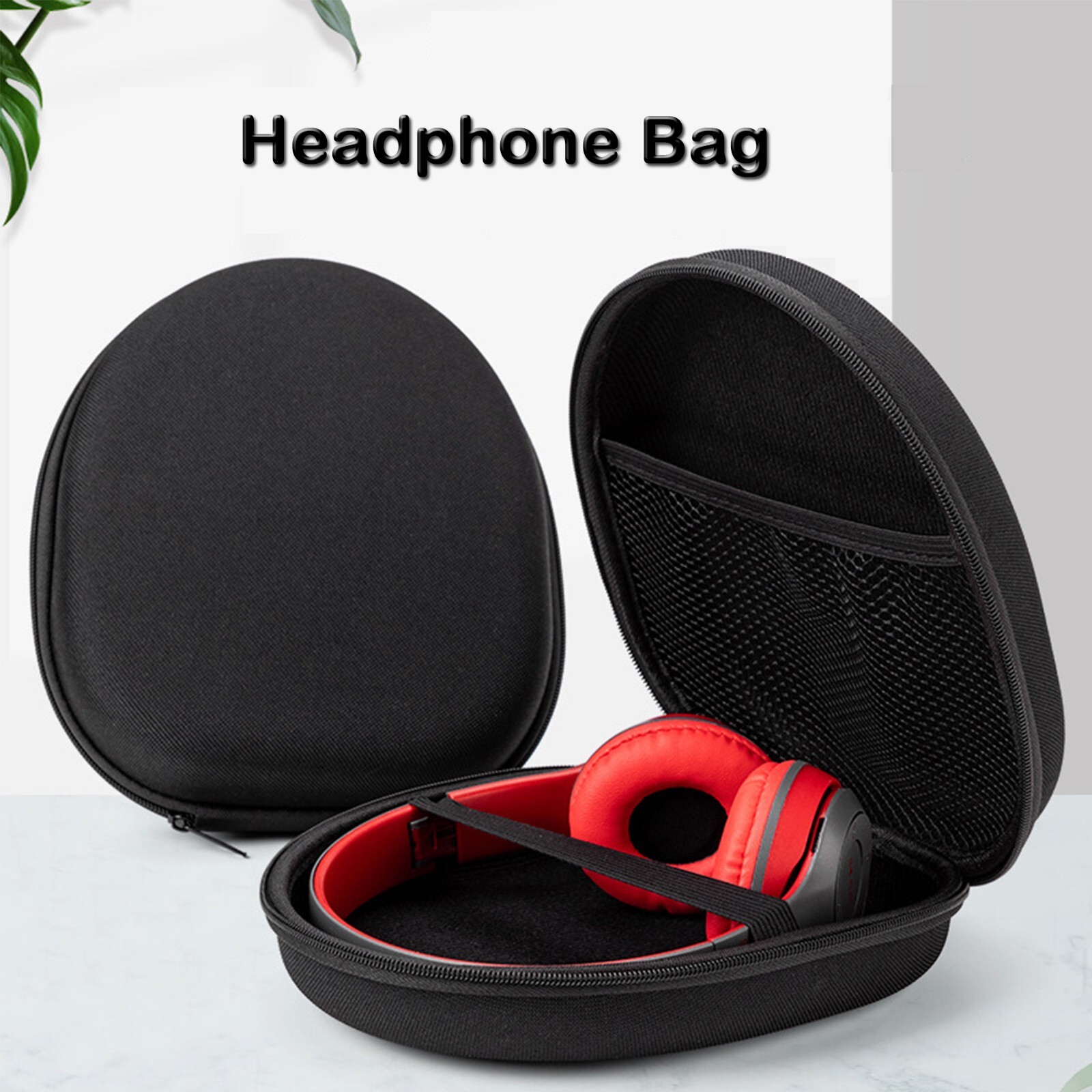 Portable Head-mounted Headphone Storage Case Zipper Bag Pressure-resistant
