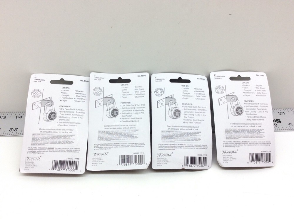 4 - Guard Security 1500 Combination Padlock 2" Chrome