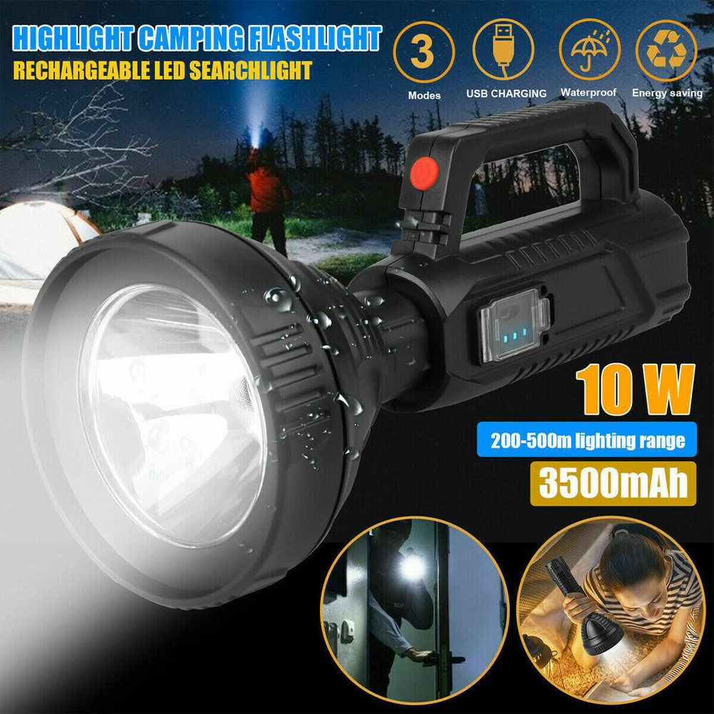 Rechargeable LED Searchlight Portable Super Bright Handheld Spotlight Flashlight