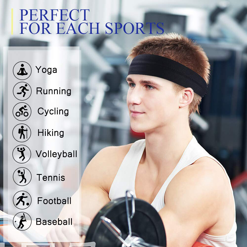 Sweatbands Sports Headband for Men Moisture Wicking Hairband Athletic Headbands