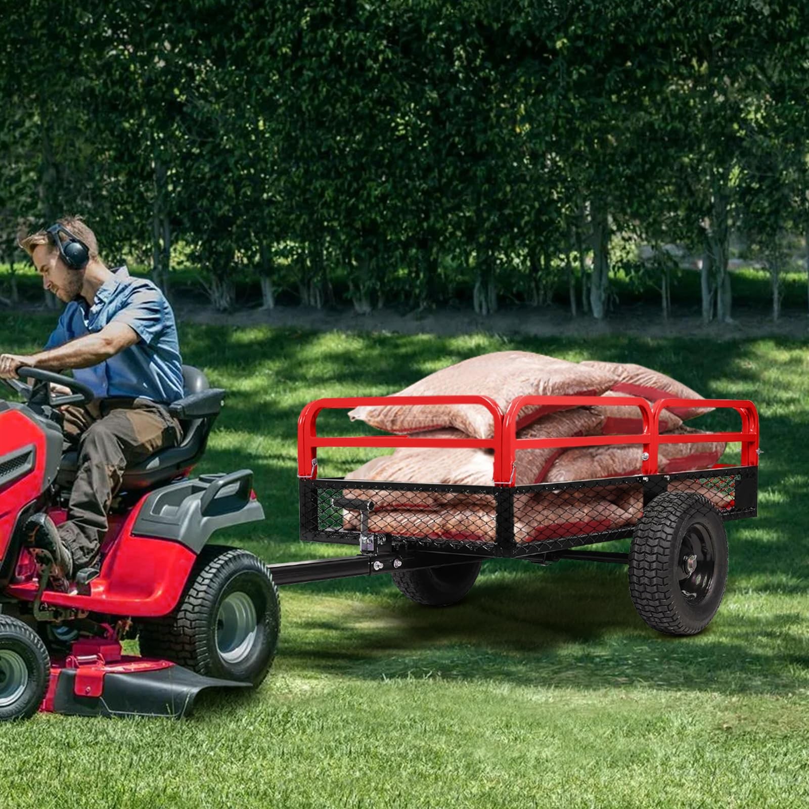 1500 lbs Dump Cart 15 Cubic Feet Garden Utility Trailer with Removable Sides