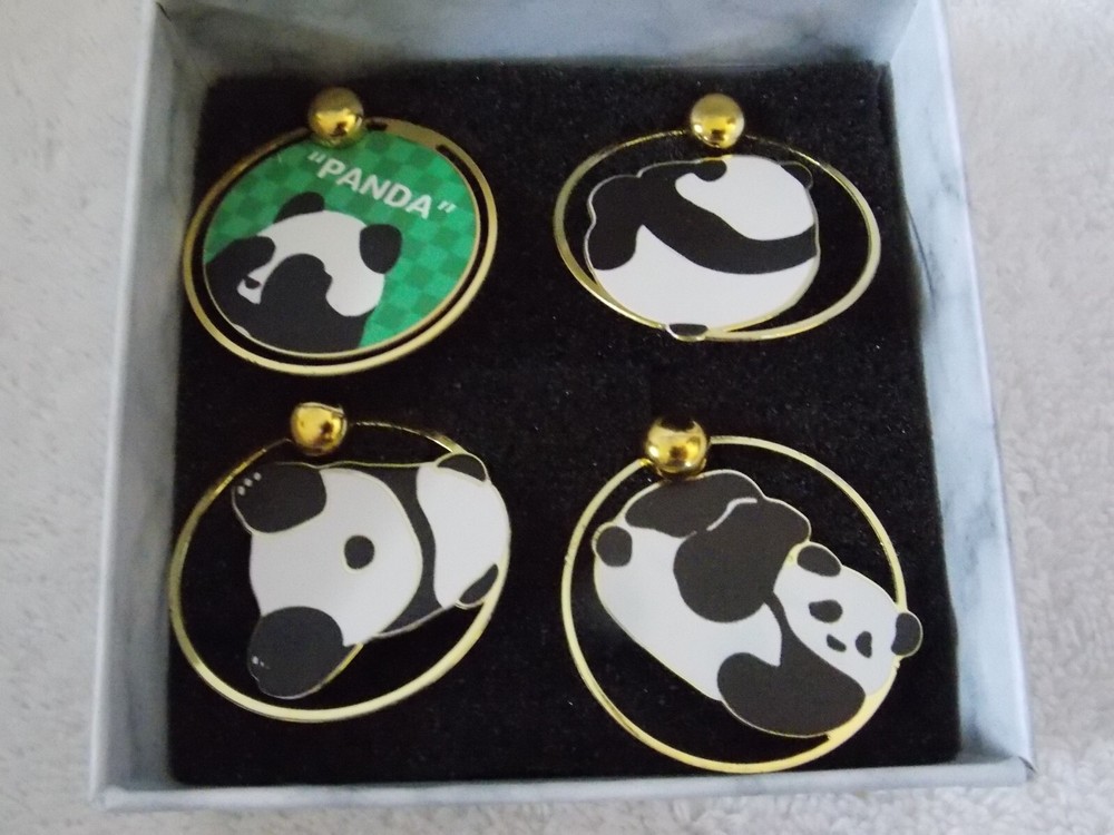 New 4 pcs Metal Panda Bear Bookmarks